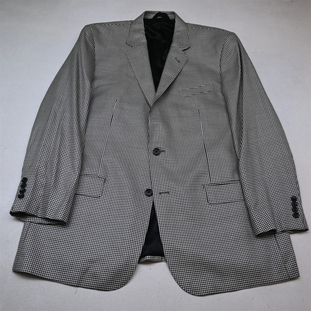 Baroni 44L Gray Houndstooth Quaregna Silk Wool Soft Shoulder Blazer Sport Coat